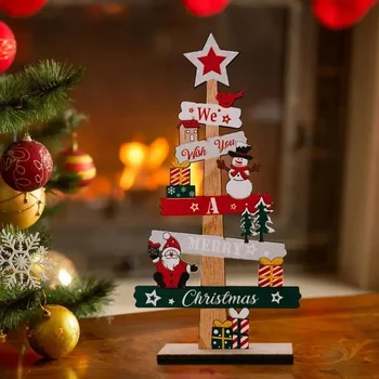 Desktop Vianočný Strom Ornament Santa Claus Veselé Vianoce Drevené Prihlásiť Doska 2023 Vianočné Dekorácie pre Domov 2024 Nový Rok Darček