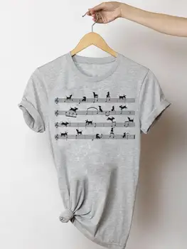 Tlač Tričko Fashion Ženy Letné Krátke Sleeve Tee Top Pes, Zábavné Trend Roztomilý 90. rokov Tlač Oblečenie Grafické T-shirts