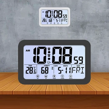 Digitálny Budík LCD Domáce Dekorácie Snímač Teploty Vlhkosti Meter, Teplomer, Vlhkomer Rozchod LED Tabuľky Nástenné Hodiny