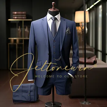 3 kus mužov je svadobný oblek módne pánske slim farbou business office suit nastaví veľkosť mužov Sako+ nohavice + vesta