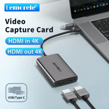 Lemorele digitalizačné Karty 4K HDMI-Kompatibilný s USB A/C Nahrávanie Karta s 4K Slučky pre Prepínanie Xbox PS4/5 Živé Vysielanie