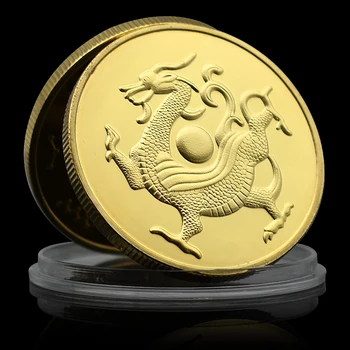 Čínsky Čierny Drak Mince Štyri Božské Zver Tai Chi Osem Trigrams Mince Priniesť Šťastie Pamätná Medaila V Kapsule