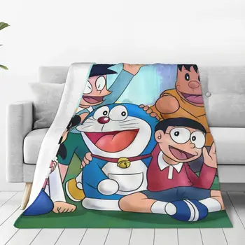 Doraemon Anime Doraon Douraeman Deka Super Teplé Anti-obaľovanie Flanelové Hodiť Deky pre Jednoduchú Starostlivosť o Stroj Gauč