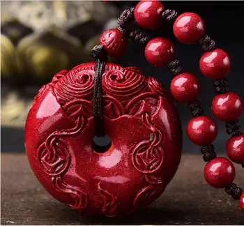 Kvalita Magické Zinnober Amulet Pi Xiu Zviera Prívesok S Malej Guľôčky Visí Drahokam Náhrdelník