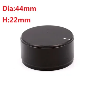 44x22mm Pevnej Hliníkovej Potenciometer Gombík Pre Hifi ZOSILŇOVAČ Gramofónu DAC CD Prehrávač 6 mm Otvor CNC Obrábané Strieborné Čierna 1PCS