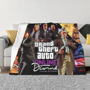 GTA Online Diamond Casino Resort Prikrývky Teplý Flanel Video Hry Grand Theft Auto Hodiť Deka pre Domáce, Spálne, Gauč