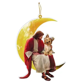 Vianočné Mesiac Ozdoby Ježiš Ornament Ježiš Sedí Na Mesiac So Psom Vianočný Strom Dekorácie Na Vianoce