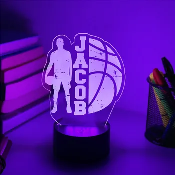 Personalizované Basketbal 3D LED Nočné Svetlo Vlastné Laserové Gravírovanie Názov 7 Farieb Lampa pre detského Domova, Spálňa Stolové Dekorácie