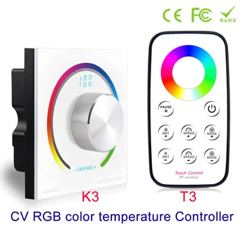 NOVÝ ŽIVOTOPIS RGB Otočný regulátor panel RGB controller RF Wall Mount Bezdrôtové diaľkové ovládanie DC 12V 24V pre 5050 3528 RGB Led Pásy
