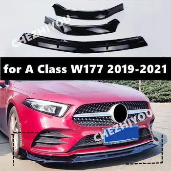Pre Mercedes Benz Triedy W177 2019-2022 Sedan Auto Predný Nárazník Pery Telo Kit Spojler Splitter Skrutku Fixácia ABS 3 Kusy