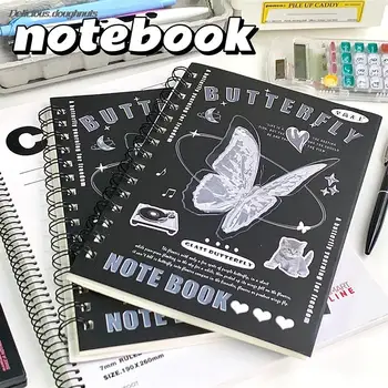 50sheets A5 Notebook Čierne Jednoduché Iny Štýle Retro Kryt Cievky Krásne Kreslené Vodorovná Čiara Vestník Zápisník Študenta Dodávky