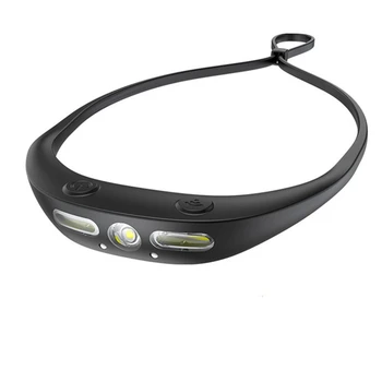 Wave Senzor Silikónové Vedúci Svetlo Lampy Nepremokavé USB Nabíjateľné Prenosné Noc Beží Malé Svetlometu Jednoduché Použitie Čierna