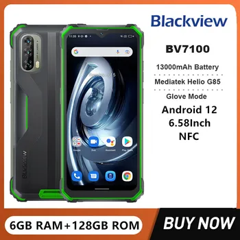 Blackview BV7100 Robustný Smartphony Octa-Core 6GB+128GB 6.58 Palcový Displej, Android 12 Mobilný Telefón 13000mAh Batérie Dual SIM NFC