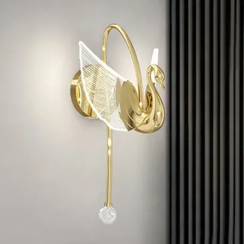 Nordic LED Nástenné Svietidlo Swan Wall Light Gold Sconce Vnútorné Osvetlenie Domova Pre život RoomKitchen Spálňa Nočné Svietidlo
