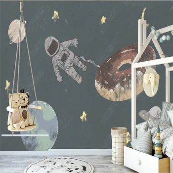 Nordic iny malé čerstvé priestor vesmíru tapety astronaut detskej izby, spálne dekorácie pozadí nástenné maľby, tapety