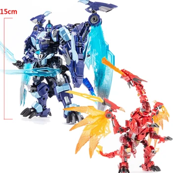 Transformácia Hračky JINBAO Flame Red Dragon Blue Ice Dinosaura Zviera Vojny 8871 DX09 DF07 Akcie Obrázok Modelu Robota Deformácie OP