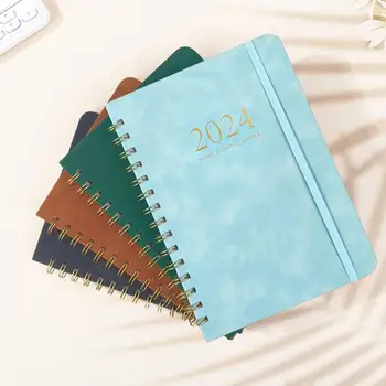 Kožené Plánovač 2024 Prenosné Malé Špirála Notebook Cievka Denník Kníh Organizátor Notebook Plánovač 2024 Vrecku Vestník Notebooky