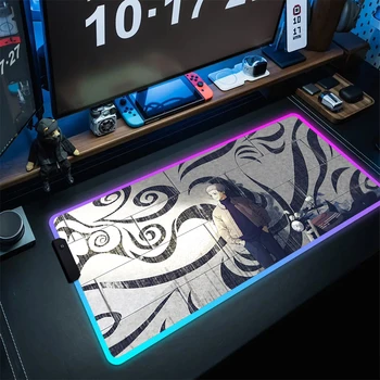 RGB Veľké Gaming Mousepad Tokio Revengers Hráč Klávesnice Mat LED Anime HD Tlač Podložka pod Myš Office Non-Slip Mouse Mat Hru Koberec