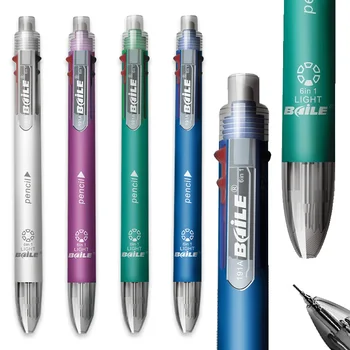 6 in 1 Multifunkčné Pero 0.7 mm Guľôčkové Pero 5 Farby a 0,5 mm Mechanická Ceruzka v Jednom Pero pre Školy Kancelárske potreby