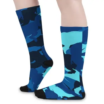 Modrá Dinosaurov Ponožky Jeseň Kamufláž Zviera Tlače Pančuchy Kawaii Ženy Muži Kvalitné Ponožky Grafické Beží Protišmykové Ponožky