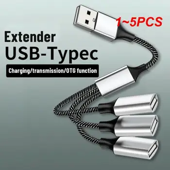 1~5 KS Typ C na Duálny USB OTG USB 2.0 Typu C Rozšírenie HUB Údaje Plnenie Vrkoč Cabo pre Galaxy S22 MacBook