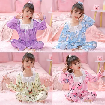 2024 Kawaii Miniso Kuromi Cinnamoroll Moje Melódie, detské Pyžamá Sady Roztomilé Anime, Komiksu Deti Sleepwear Dievča Jar Plavky