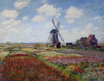 Tulipán Oblasti, s Rijnsburg veterný Mlyn tým, Claude Monet Olej Maľovanie na Stenu, Umelecké Plátno, Olej na Home Office Dekorácie