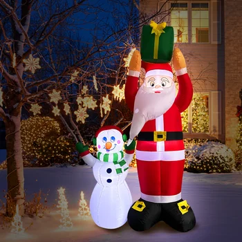 7 FT Vianočné Inflatables Santa Claus & Snehuliak Dekorácie w\/ LED Svetlá pre Záhradný Trávnik Dvore