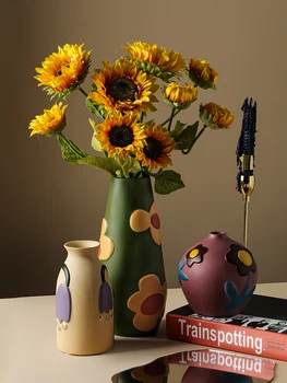 Nordic Tvorivé Maľované Morandi Keramické Vázy Na Kvety, Domáce Dekorácie Príslušenstvo TV Kabinet Ozdoby x izba, obývacia izba Váza Dekor