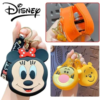Disney Mickey Keychain Mince Skladovanie Taška Minnie Mouse Dievčatá, Ženy, Krúžok Na Kľúče Cartoon Kúzlo, Puzdro, Peňaženku Silikónové Prívesok Kľúč, Taška