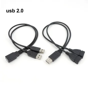 USB2.0 USD 1 Samec samica Konektor Do 2 male Female Zásuvka USB 2.0 Predlžovací kábel Dátový usb Kábel, Napájací Adaptér plug Konvertor