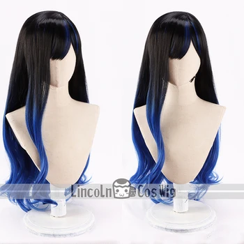 Shiraishi Je Cosplay Parochňu Projektu Sekai Farebné Fáze Čierna Modrá 80 cm Dlhé Syntetické Vlasy žiaruvzdorné Halloween, hranie Rolí