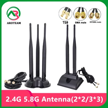 2*2 ks / 3*3KS Kábla 2.4 G 5.5 G Dual Band Vysoký Zisk 12dbi Omni Externé Antény WiFi Router Siete Anténa pre Modem Router TS9