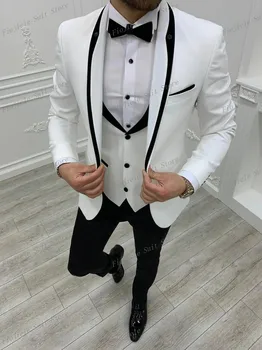 Muži Obleku Ženícha Groomsman Tuxedos Svadobné Party Formálne Príležitosti 3 Kus Nastaviť Bunda, Nohavice, Vesta