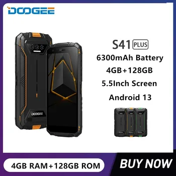 Nové DOOGEE S41 Plus Robustný 4G Smartphone 5.5 Palcový HD Octa Core, 4GB+128GB 13MP Fotoaparát Android 13 Mobilný Telefón 6300mAh Batéria NFC