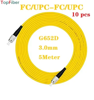 Vlákno Jumper 10pcs 5Meter FC/UPC Simplex SingleMode SM G652D 3.0 mm LSZH Optický Krytý Patch Kábel FTTH s LSZH Bunda