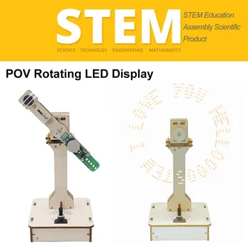 Parný Vzdelávania DIY Drevené Ručné materiálovo-POV Rotujúce LED Displej Visual Uchovávania Voľným Okom 3D Reklama Stroj