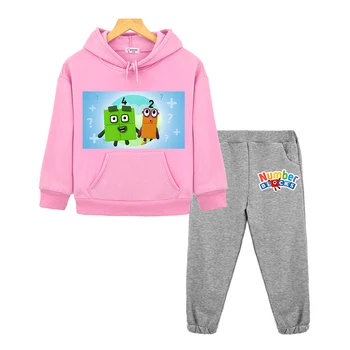Počet Blokov s Kapucňou Sady chlapci dievčatá oblečenie Fleece mikina Jeseň anime hoodie Bežné Bunda green deti boutique oblečenie