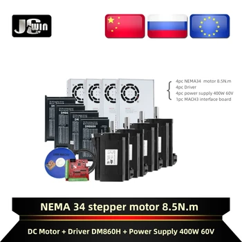 CNC NEMA 34 stepper motor 4Axis 8.5 N：nema34 Uzavreté Slučky motor &HBS860H alebo Stepper Motor &Ovládač DM860H+USB MACH3 Rozhranie Rada