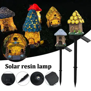 Solárne Kosačky Na Svetlo Živice Plavidlá Miniatúrne Víla Húb Dom Solárne Záhradné Dvore, Vonkajší Dekor Vianočné Svietidlá Lampa