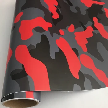 Samolepiace PVC Čierna Sivá Červená, Camouflage Vinyl Film Auto Nálepky Zábal S odvzdušňovací Motorke Skúter Car Wrapping Odtlačkový