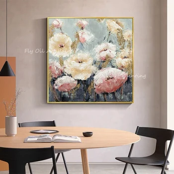 Farebné biely kvet krajiny hand-made krásne hustý olej, plátno, maľovanie abstraktné obývacia izba jedáleň stenu bez rámu