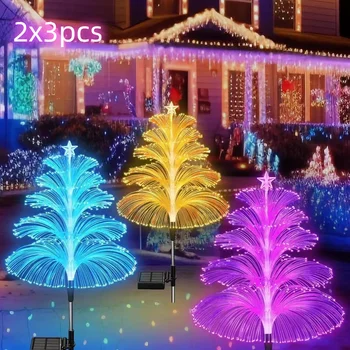 6pcs 7 Farieb Solárne, Vianočné Osvetlenie Vonkajšie Nepremokavé Dekor LED Vianočné Medúzy Optické Svetlá Dovolenku Dvore Trávnik Dekor