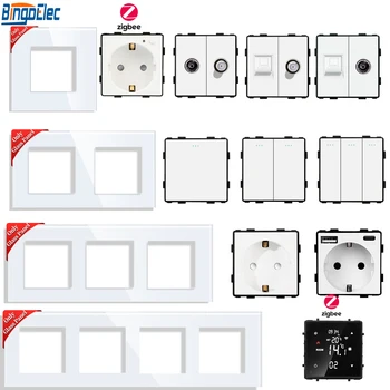 Zigbee Inteligentné Podlahové Kúrenie Termostat LED Senzor, Elektrické Vody Plynový Kotol ZigBee/USB/EÚ Zásuvky v Stene Bez Rámu Tuya Alexa