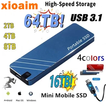 Pre xiao Originálne Prenosné SSD Typ-C/USB3.1 Vonkajšie Mobile ssd High Speed 8TB 16TB Pevný Disk Prenosný Pevný