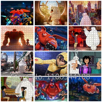 Disney Filmu Veľký Hrdina 6 Puzzle Detí Vzdelávacie Hračky Cartoon Superhrdina Baymax 500/1000 Kusy Skladačka Puzzle Darček pre Chlapcov