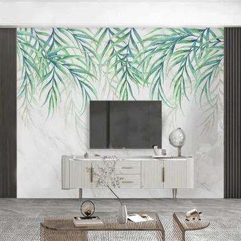 Vlastné 3D nástennú maľbu, Tapety Nordic Ručne maľované Tropických Rastlín Listy Fresco Pozadí Steny Zariadených Domova 3D Abstraktných De Parede