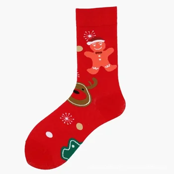 Mid-tube Vianočné ponožky žena jeseň zima deň roztomilý kreslený Vianočný darček pančuchy muž Instagram tide