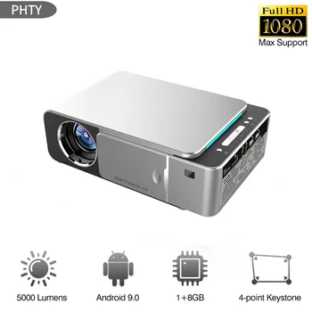 Buyzco-proyector de vídeo LED T6, dispositivo portátil, HD, WiFi, 5000 lúmenes, kompatibilné con kino en casa, 1080P
