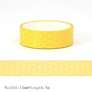 Nové 10pcs/množstvo 15 mm*5m Zlatej Fólie Honeycomb washi pásky kawaii Deco Lepidlo Scrapbooking Stacionárne Dodávky Maskovacia Páska nálepky